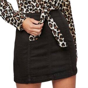 EUC Women's FREE PEOPLE Denim Stretch Mini Skirt Black |‎ Size 6